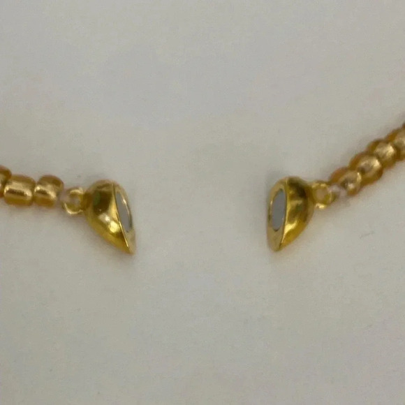 Handmade White & Gold Resin Flower Necklace - Picture 4 of 5